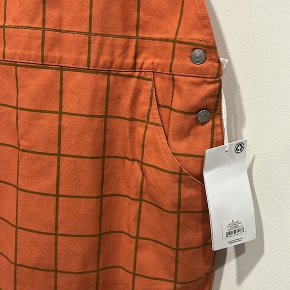 Obey Estate Overall Dress Cotton Blend Denim Window Pane Print Checkered mini - Picture 4 of 7